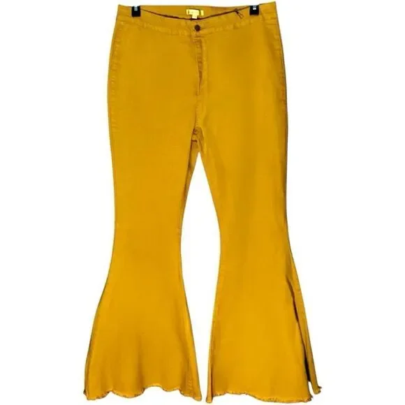 Mustard Yellow High Rise Flare Jeans | Stretch Boutique Denim | NWT | 16 - Picture 7 of 15
